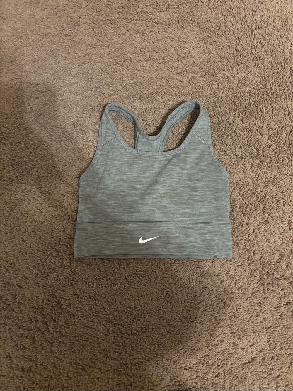 Nike Light Gray Heather Racerback Sports Bra with White Swoosh